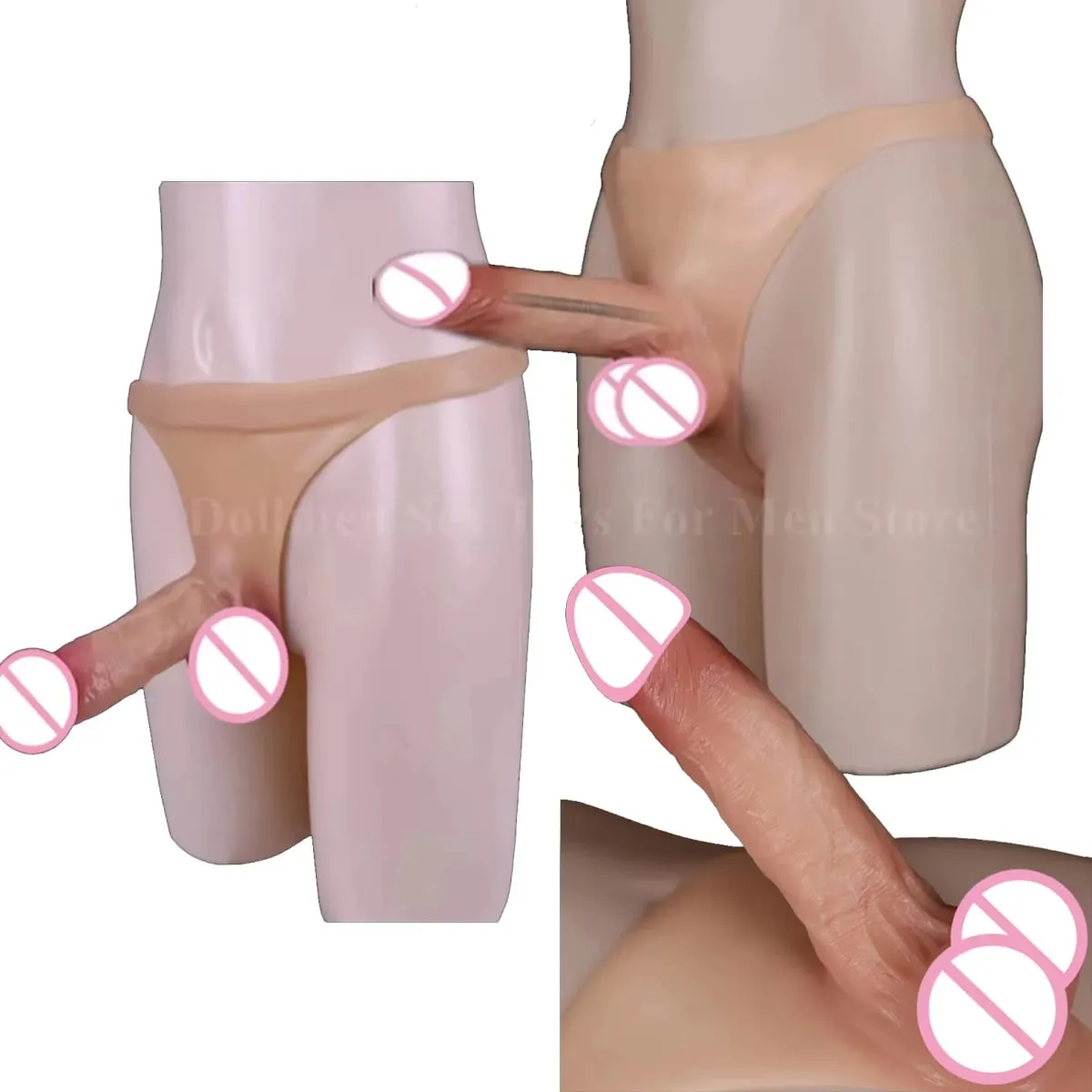 สายรัดซิลิโคนDildoสำหรับเลสเบี้ยนเกย์Reusable HollowอวัยวะเพศชายผิวDildoกางเกงStraponอวัยวะเพศชายของเล่นสำหรับชาย 18