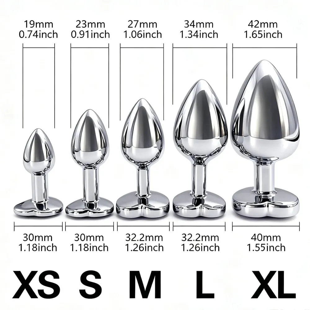 5 Sizes Metal Anal Plug Set with Heart Base Smooth Prostate Massage Butt Plug Sex Toys for Men Women Couples — image 2