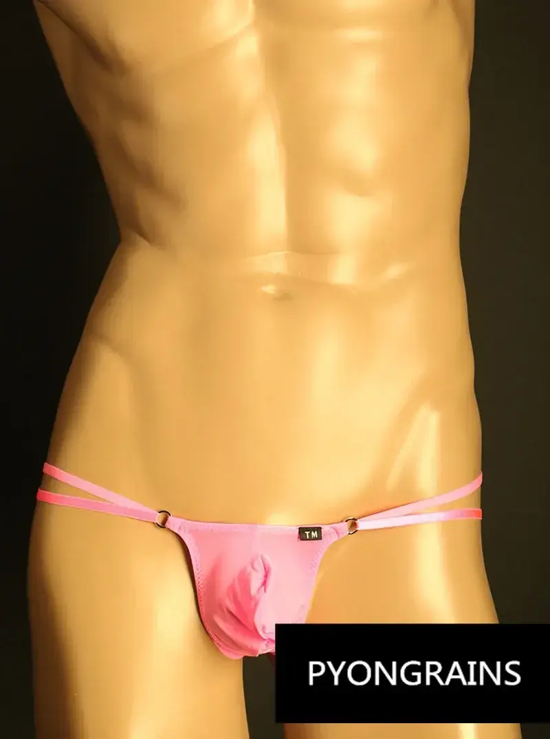 Lelaki Cincin O Logam Boleh Laras Dua Tali Nipis Bikini Seluar Rendah Naik Sutera Ais Sutera 3D U Convex Pouch Seluar Dalam Lelaki Seksi — image 10