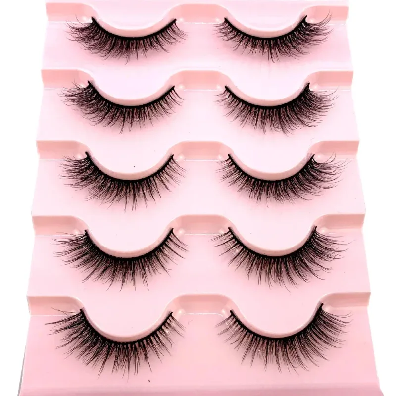 New Cat Eye Lashes 5/7/10 pairs 3D Faux Mink Eyelashes Winged Fluffy Fake Lashes Soft Natural long Full Strip Lash Make — image 42