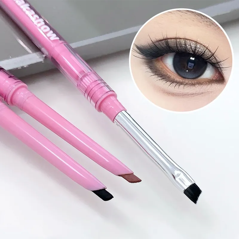 Double-headed Natural Black Eyeliner Gel na may Brush Smudge-Proof Waterproof Creamy Smooth Rose Pink para sa Brows at Under Eye Makeup