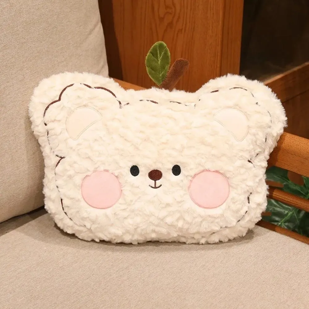 Seat Companion-almohada de oso de pelusa suave y rizada, cojín bonito para sofá, almohada de peluche de Animal Adorable, decoración del hogar
