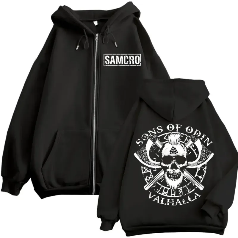 Sons of Anarchy Double Sided Print Zipper Hoodie Men's Women Gothic Vintage Zip Up Sweatshirt Casual Fashion Oversized Pullovers — image 9