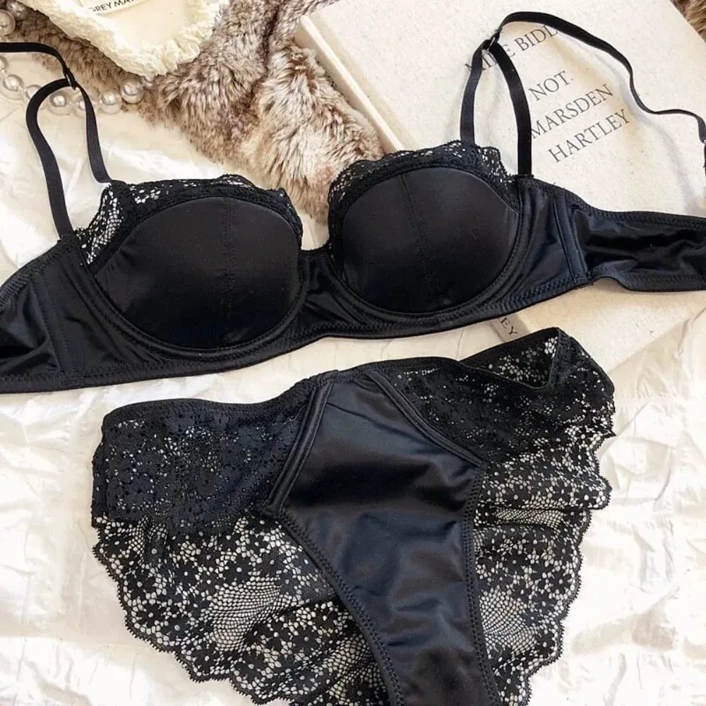 السيدات الفرنسية نصف كوب الملابس الداخلية مجموعة لينة Underwire رفع رقيقة حزام الصيف رقيقة وخفيفة الوزن الملابس الداخلية الصدرية 32-38AB — image 6