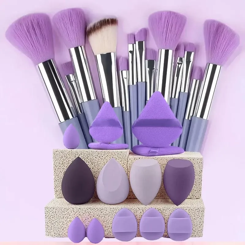 24 pçs conjuntos de pincéis de maquiagem pincéis cosméticos profissionais sobrancelha pó fundação sombras pinceaux compõem ferramentas