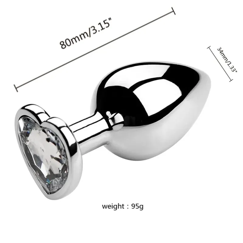 S/M/L anální kolík Heart Metal Crystal anální kolík pro ženy Odnímatelný anální kolík z nerezové oceli Muži Stimulátor Anální sexuální hračky Dildo