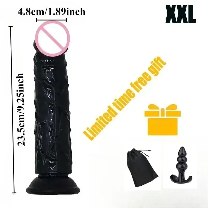 Dildo Hitam Realistis Murah 6 Ukuran Cangkir Isap Penis Penyumbat Pantat Kontol Panjang G Spot Anal Vagina Masturbasi Mainan Seks Dewasa untuk Wanita