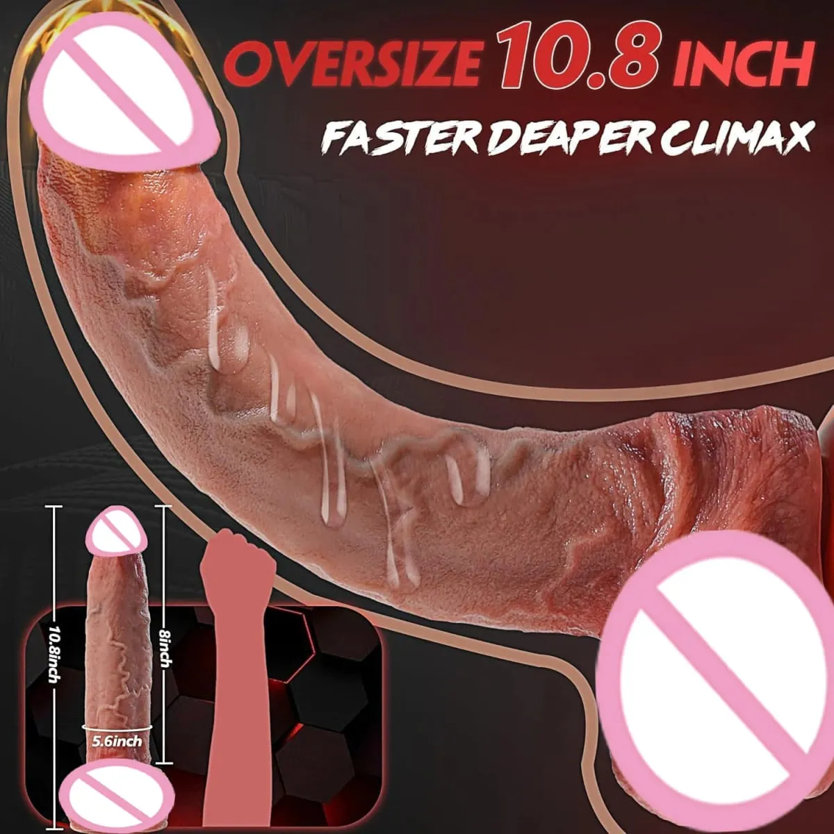 Tjock silikondildo Enorm falsk penis Dubbelkuk Kvinna G-punkt med kraftfull sugkopp Vuxen Sexleksak Vagina Orgasm Onani — image 2