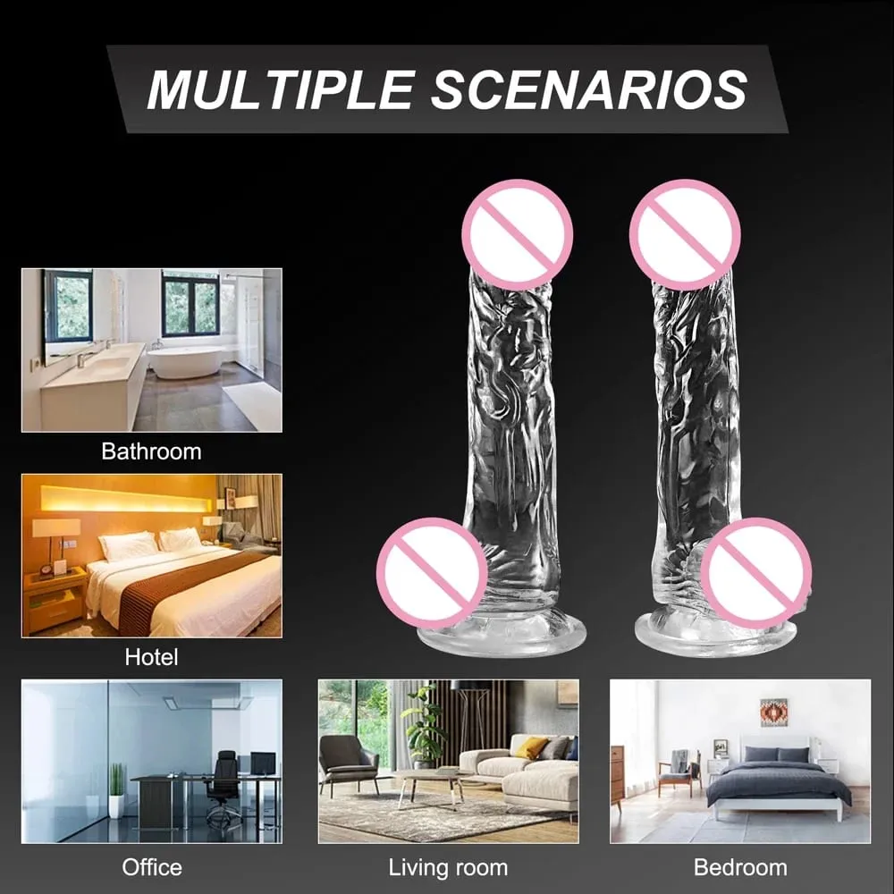 4 Sizes Transparent Soft Jelly Dildo Realistic Fake Dick Penis Sucker Butt Plug Sex Toys for Woman Men Vagina Anal Sex Toys — image 5