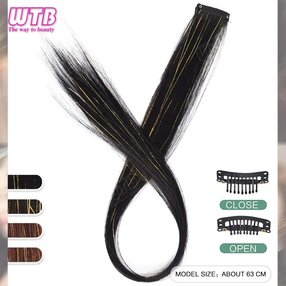 Parrucca di estensione dei capelli sintetici Parrucca di estensione dei capelli lisci di seta evidenziata al laser stile clip BB adatta per l'uso quotidiano delle donne
