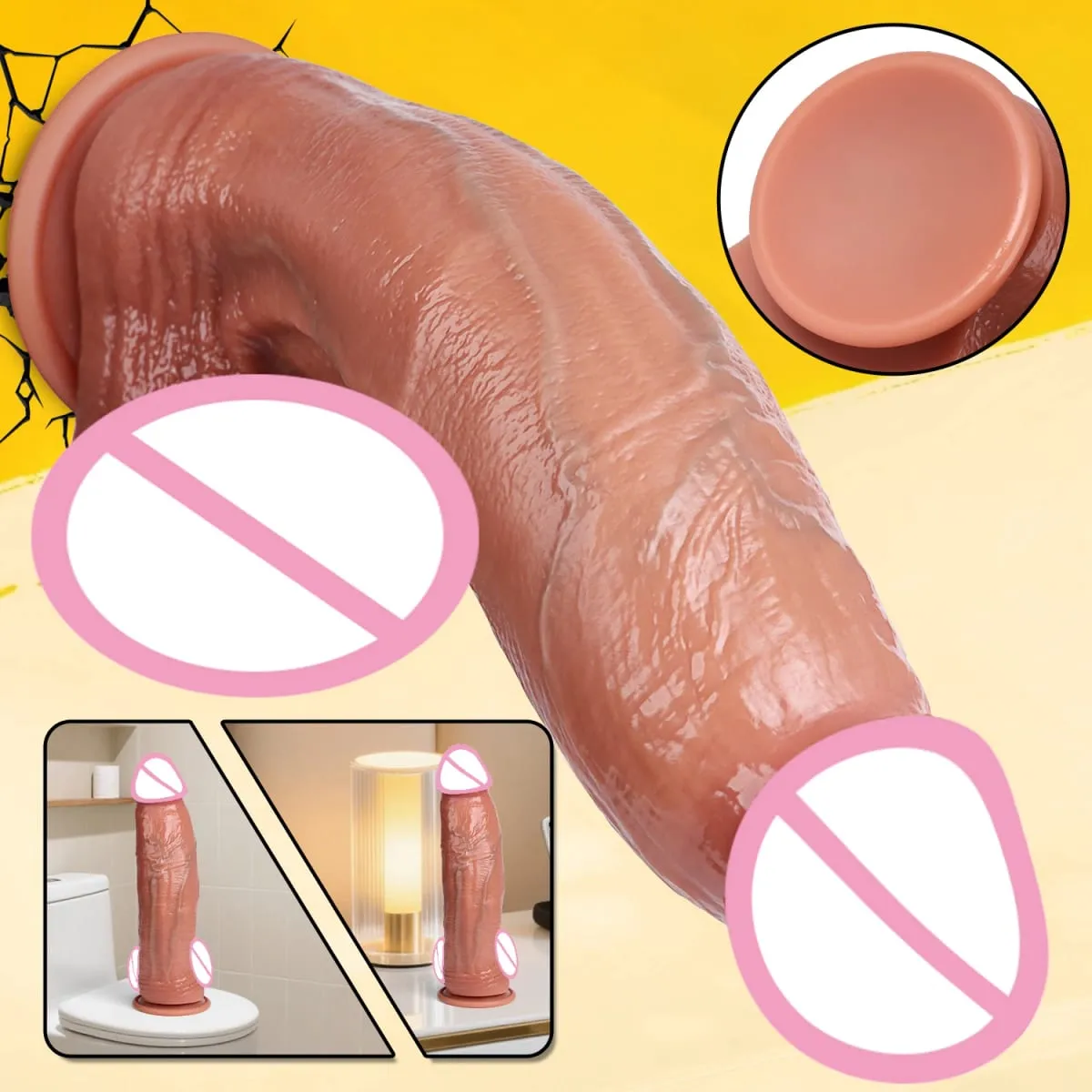 Mainan Seks Dewasa Penis Tebal Silikon Realistis Dildo Bend untuk Wanita Dildo Masturbasi Vagina Anal dengan Pemijat Kontol Cangkir Isap — image 6
