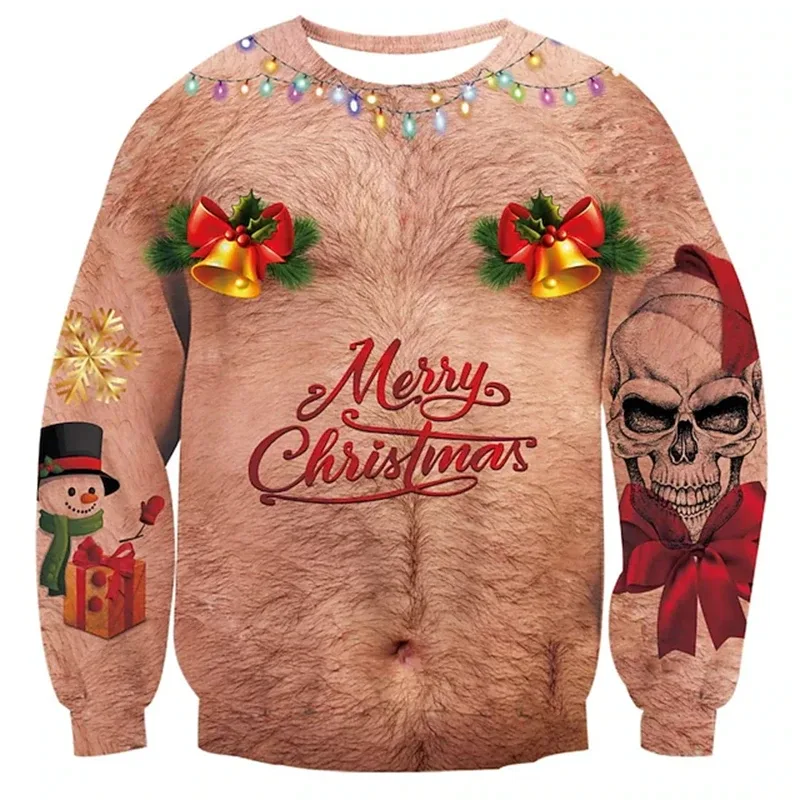 Kerst Lelijke Trui Grappige 3D Afdrukken Spierpatroon Sweatshirts Voor Mannen Nieuwe Mode Trui Party Cosplay Kostuum Kerstcadeau — image 9