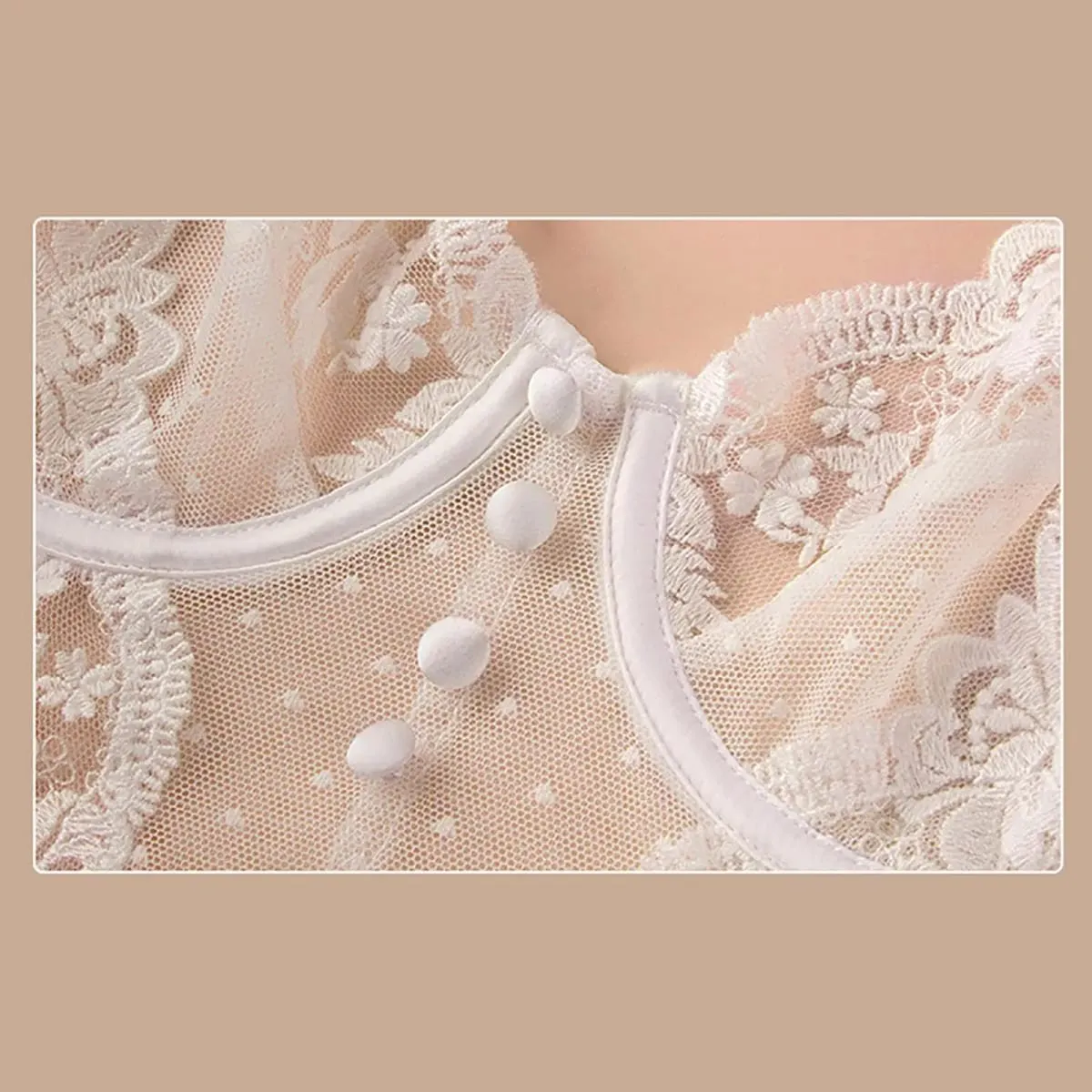 Set Pakaian Dalam Wanita 2 Keping Bodysuit Selesa Push Up Bra Set Seluar Dalam Bra Renda Bunga untuk Perkahwinan Setiap Hari Pakai Pakaian Tidur — image 3