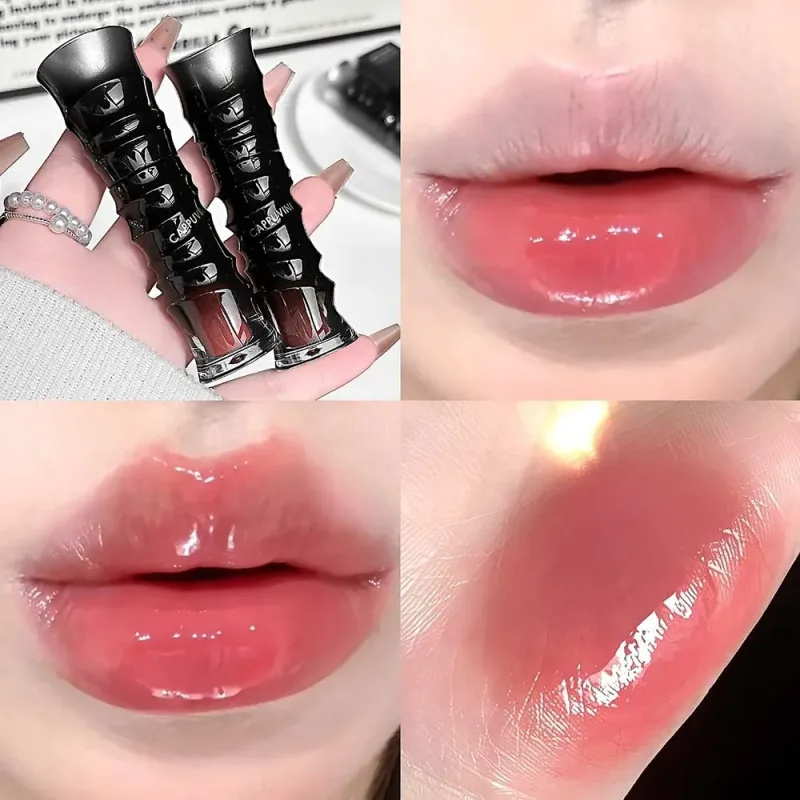 Crystal Punk Red-Brown Glossy Lip Stain Mirror Lip Glaze Sheer Nude Glitter Lip Tint Watery Shine Plumping Makeup Cosmetics — image 12