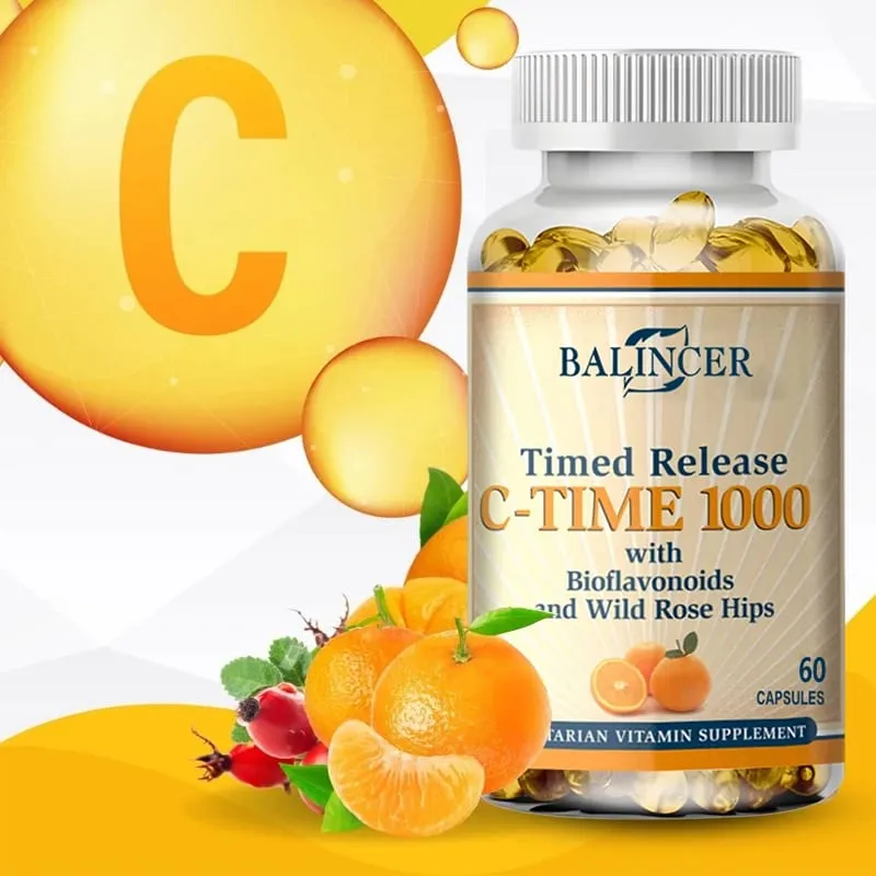 Cápsulas de vitamina C, 1000 mg, apoyo antioxidante, bienestar inmunológico, síntesis de colágeno, salud de las articulaciones de la piel y los huesos, 30/60/120 cápsulas