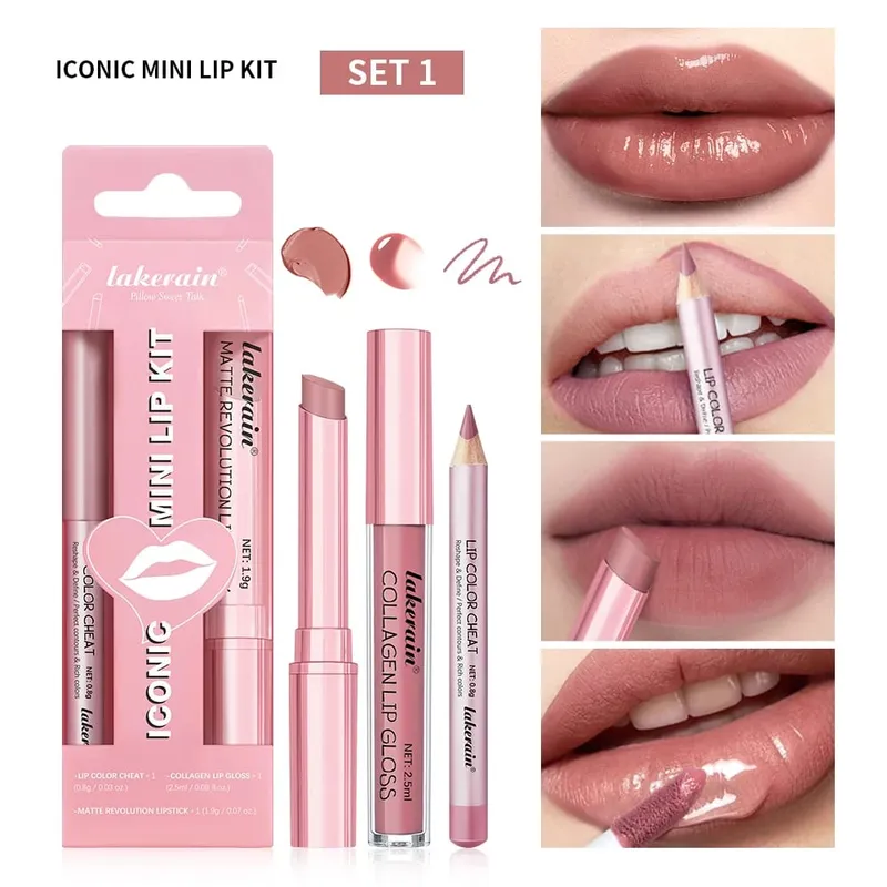 5 สี Lip Liner + ชุดลิปสติกและ Lip Stain Easy Coloring Matte Lip Kit ลิปสติก Long Lasting Red ลิปสติก Lip แต่งหน้าชุด — image 7