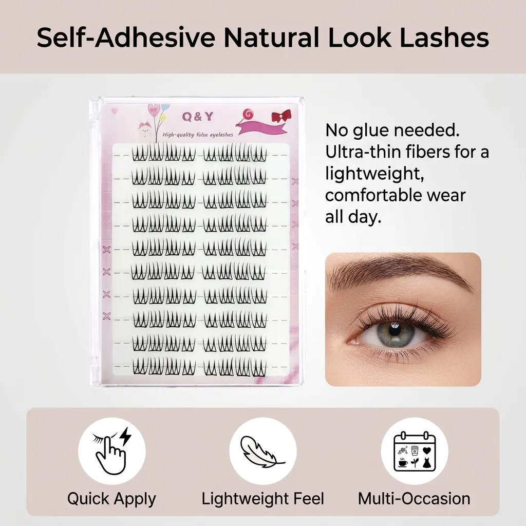 Women's Group 3.0 False Eyelashes Korean Natural Style Small Thin Fiber Lashes No Glue Needed C Curl Daily Eye Makeup Essentials — image 4