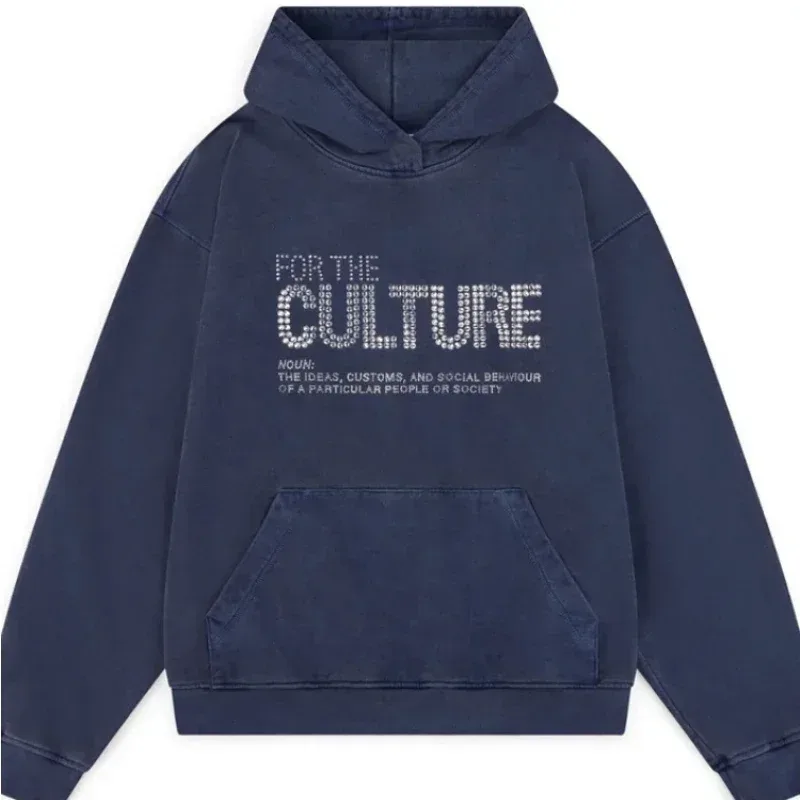 Vintage Men Monogramed aplikacja z nadrukiem w stylu Y2k Slouchy luźna nowa moda para bluza z kapturem dres Streetwear Street w zimie