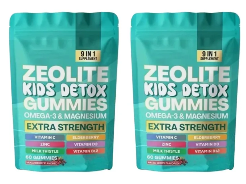 Zeolit ​​Gummies 60 Count obsahuje multivitamin Omega-3 hořčík a bezinky podporují detoxikaci a zdraví imunitního systému