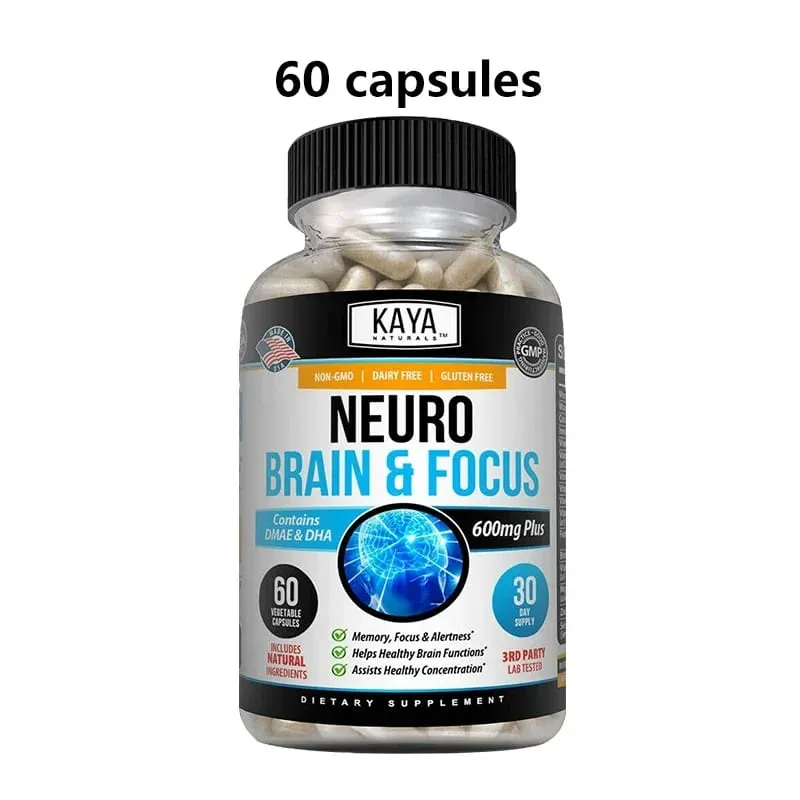 Cápsulas de reforço cerebral nootrópicas - Vitaminas, concentração de memória, clareza e desempenho cognitivo, suporte para alívio do estresse — image 9