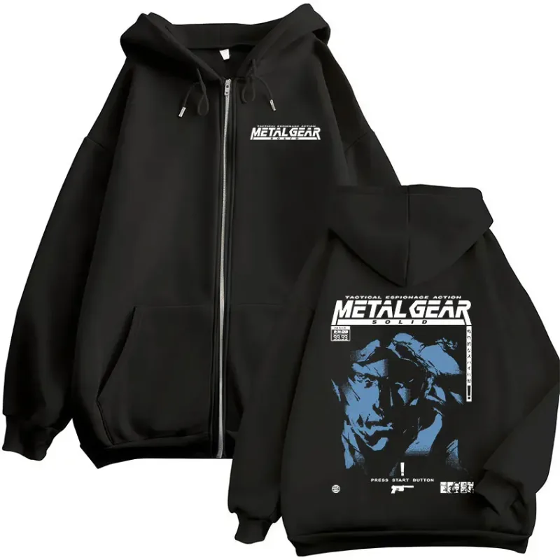 Metal Gear Solid Snake Game MGS1 Zipper Hoodies Men's Women Clothing Fashion Fleece Pullovers Zip Up Hooded Sweatshirts Jackets — image 1