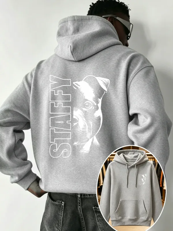 Sport Hooded Sweatshirt Men Staffy Staffordshire Bull Terrier Dog Graphic Pullover AutumnWinter Casual Streetwear Long Sleeve. — image 3