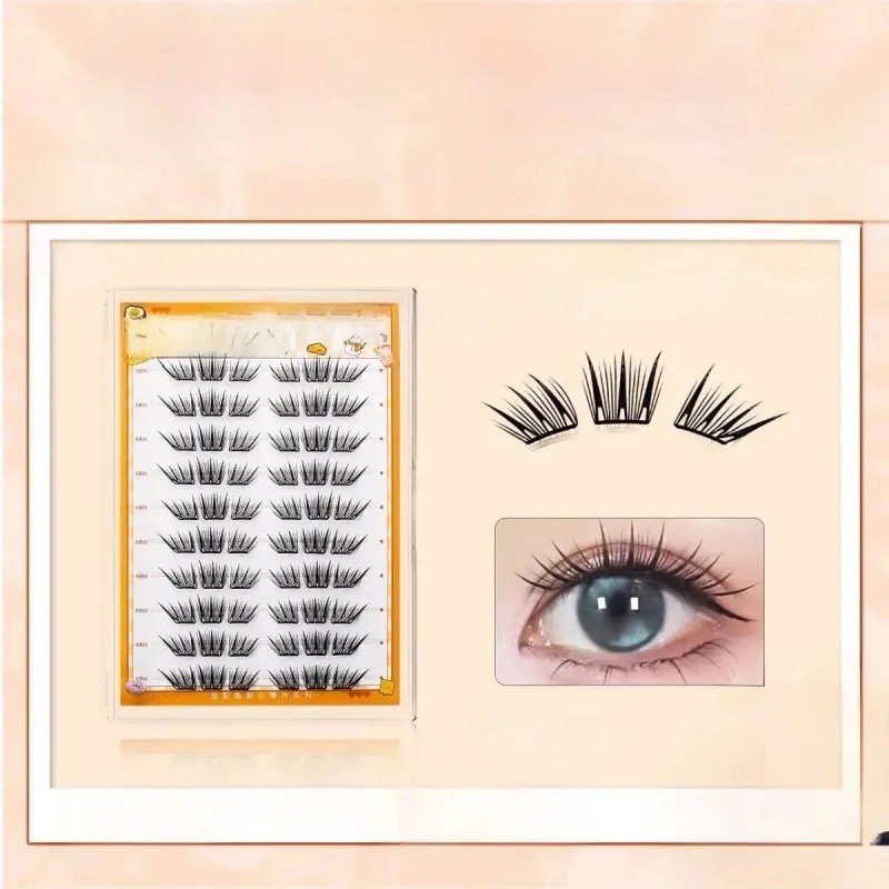 60 Clusters of Brown Natural Fox-Style Cat Eye False Eyelashes Makeup Tools Natural Segmented Eyelash Bundles Makeup Tools