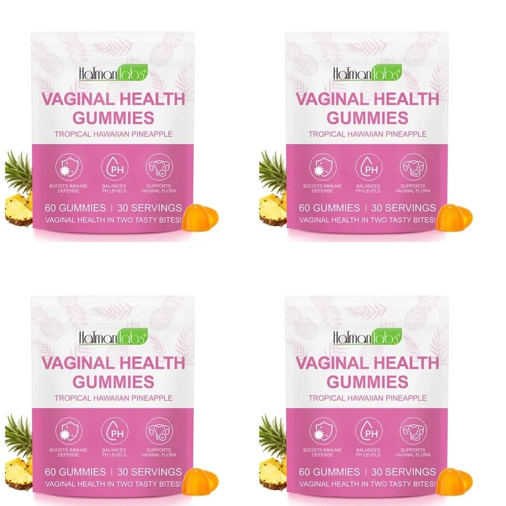 HalmanLabs Vaginal Health Gummies Probiotic Vitamin C Balance PH Levels Support Flora Immune Defense 60 Count Pineapple Women — image 11