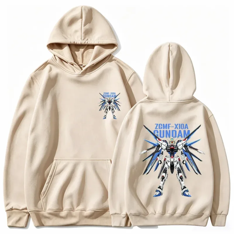 Gundam Hoodie Mecha Robot Anime ZGMF Mobile Suit Streetwear Aesthetic Vintage Black Oversized Casual Sport Sweatshirts