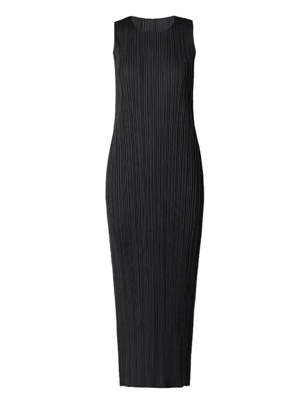 Miyake Plissee Frauen Kleid Sommer Ärmellose Lange Klassische Koreanische Mode Lässig Elegante Weibliche Lce Wasser Blau Strand Kleid TP5045