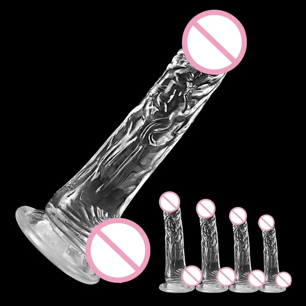 4 Sizes Transparent Soft Jelly Dildo Realistic Fake Dick Penis Sucker Butt Plug Sex Toys for Woman Men Vagina Anal Sex Toys — image 1