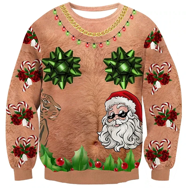 Kerst Lelijke Trui Grappige 3D Afdrukken Spierpatroon Sweatshirts Voor Mannen Nieuwe Mode Trui Party Cosplay Kostuum Kerstcadeau — image 5