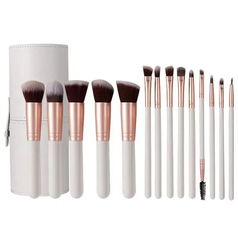 14 PCS Makeup Brush Set na May Illuminated Mirror Portable Short Handle LED Light USB Rechargeable Makeup Brushes Kit — image 14