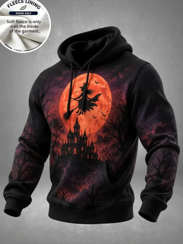 3D Print Halloween Fleece Hoodie Monster Pumpkin Kid Haunted House Full Print Pullover Long Sleeve Kangaroo Pocket Sweatshirt — image 6