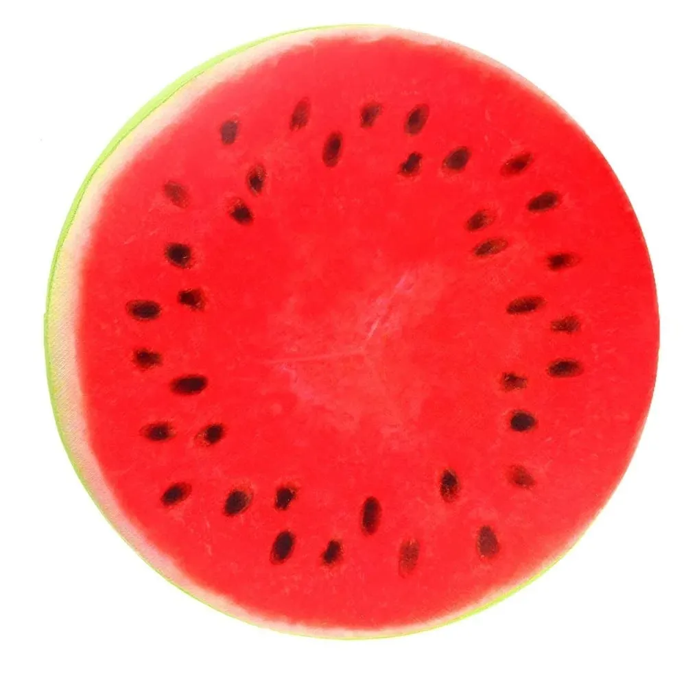 Cute Round Fruit Pillow Fruit Slice Print Plush Fabric Seat Cushion Stuffed Inner Simulation Plush Pillow Sofa Decor