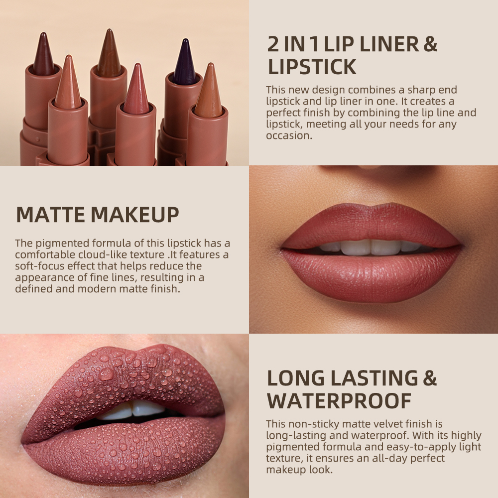 Lakerain Lip Liner Matte Zwart Bruin Fluwelen Lippenstift Waterdicht Niet Kleverig Contouring Tint Lipliner Crayon Lip Makeup — image 6