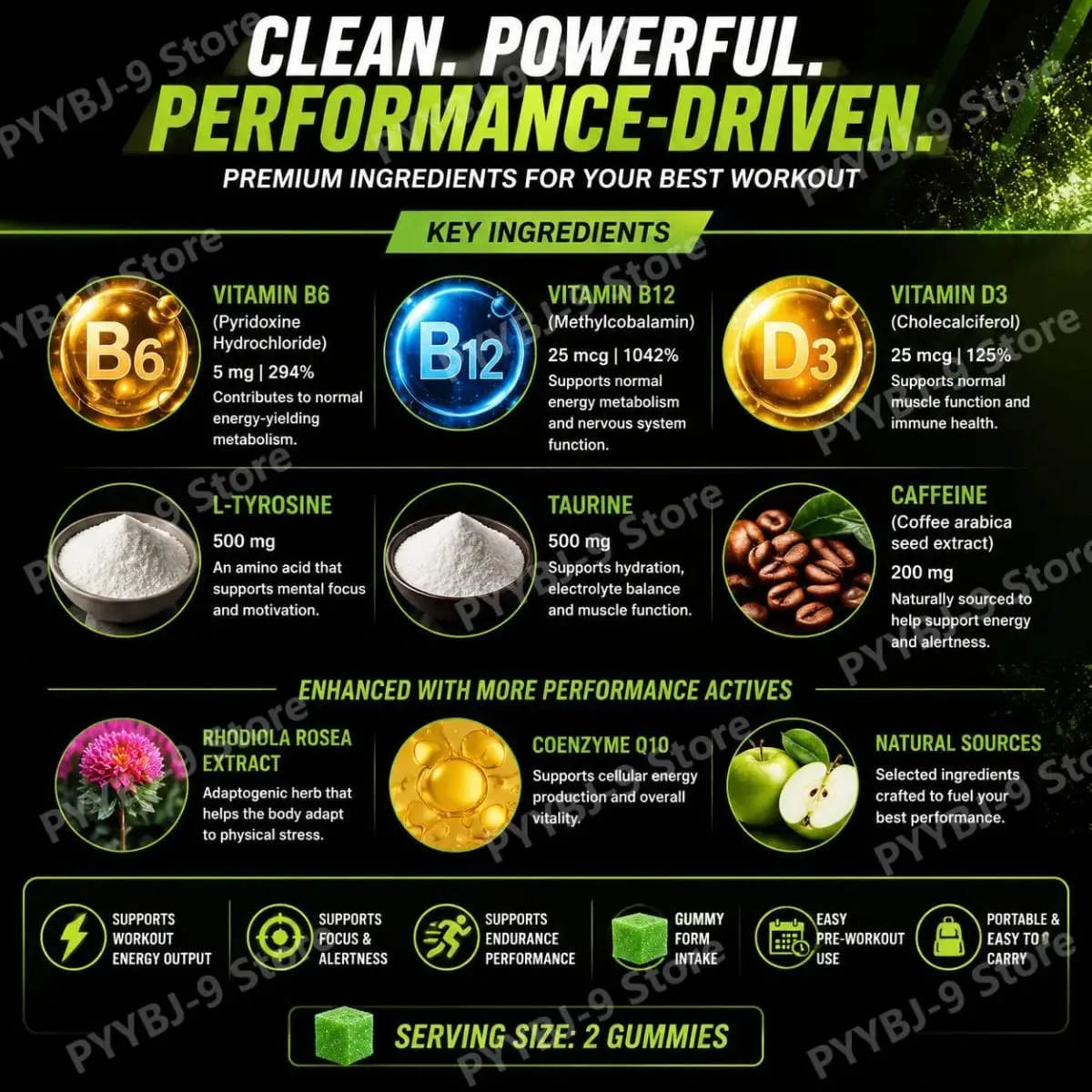 Docteat Beast Mode Blend Pré-entraînement Gummies Concentration énergétique et soutien à l'endurance pour l'entraînement en force et les journées de gym actives 70 pièces — image 5