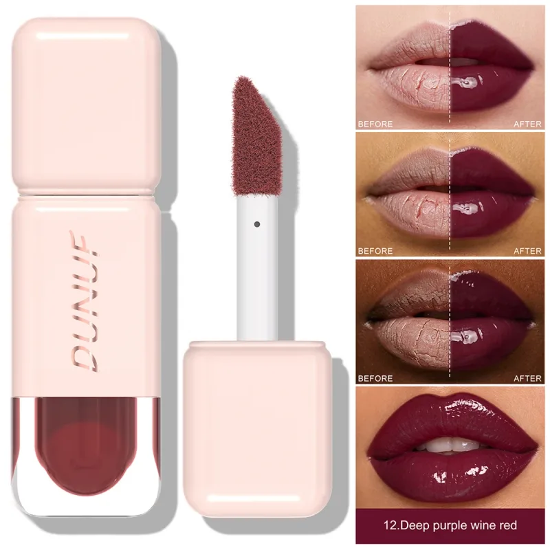 Brillo de labios brillante espejo agua tinte de labios taza no pegajosa de larga duración lápiz labial líquido hidratante maquillaje de labios rojo marrón desnudo