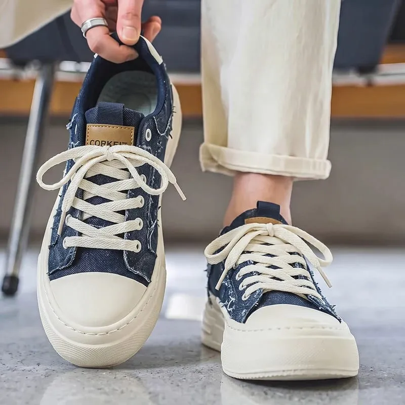 PersonalizedSpringandAutumnNewMensShoesKoreanStyleFashionableLargeSizeLowTopCasualShoes Denim Single ShoesVersatile Sneakers — image 6