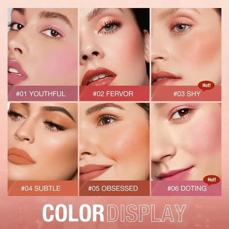 O.TWO.O Juego de 2 piezas de maquillaje, lápiz labial múltiple, colorete en barra, base de maquillaje facial, Control de aceite, maquillaje ligero impermeable para mujeres