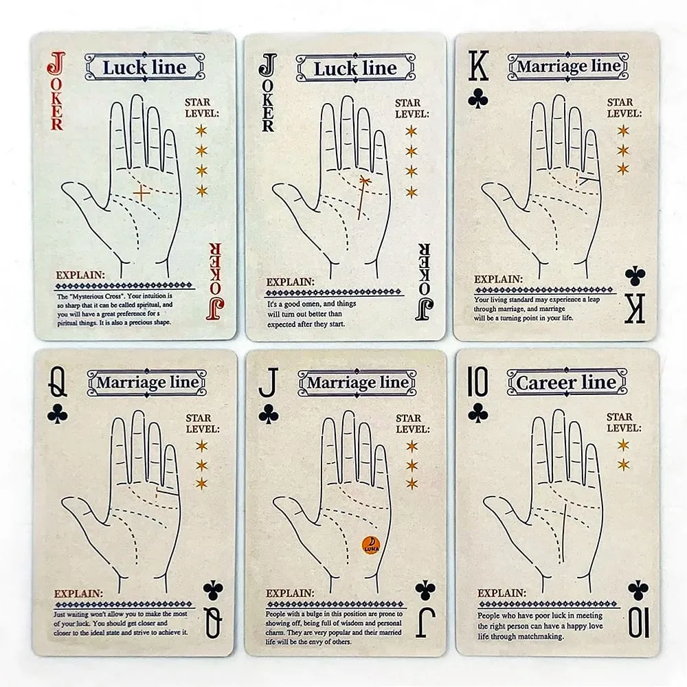 Palmistry Poker Cards Game 56 Cards Vintage Palm Reading Divination Poker Deck Mystic Fortune Telling Cards Board Game for Party — image 4