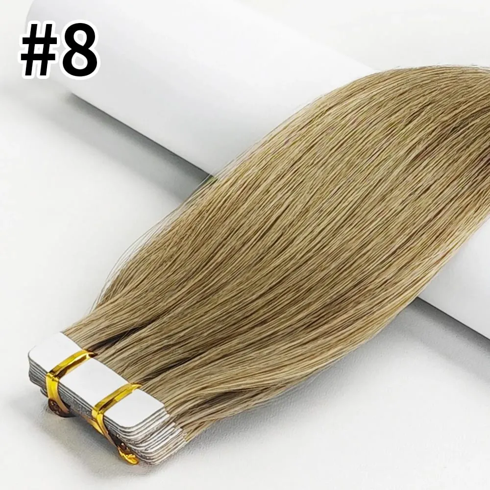 Highlight #4/27 Straight Tape In Hair Extensions 100% Human Hair Skin Weft Invisiable Tape In Human Hair Extensions 20/40/60pcs — image 13