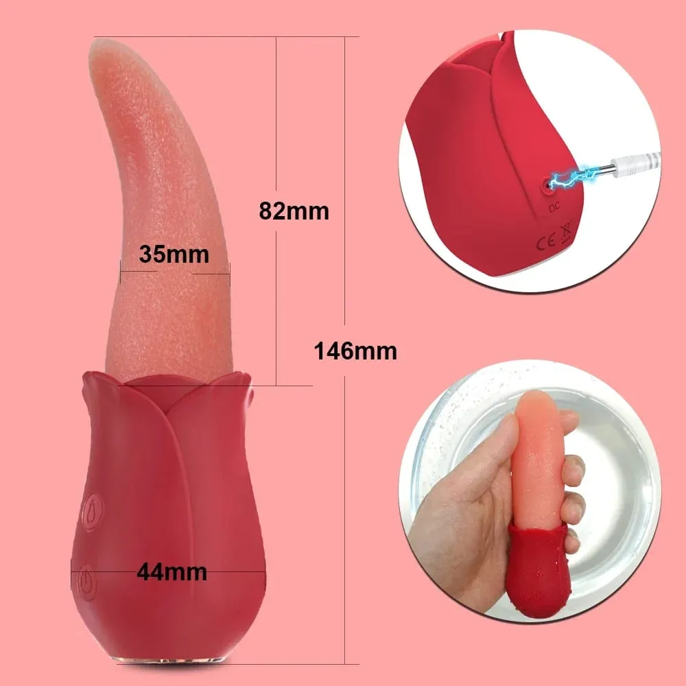 Realistic Licking Tongue Rose Vibrator for Women Nipples Clitoral Stimulation Vibrators Sex Toys for Adult Female Couples 18+ — image 5