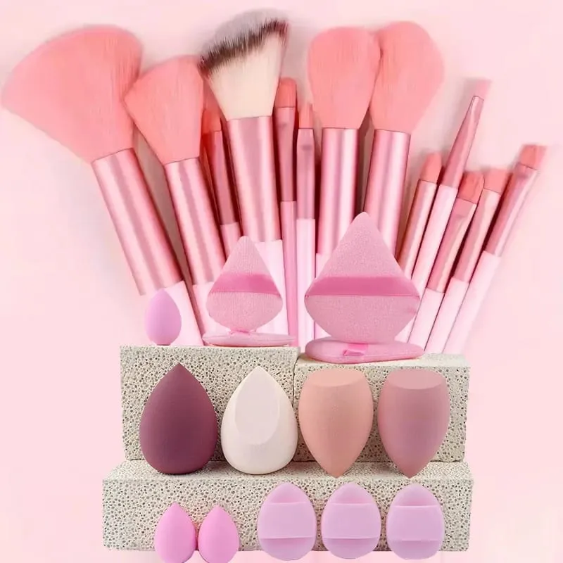 24 pçs conjuntos de pincéis de maquiagem pincéis cosméticos profissionais sobrancelha pó fundação sombras pinceaux compõem ferramentas
