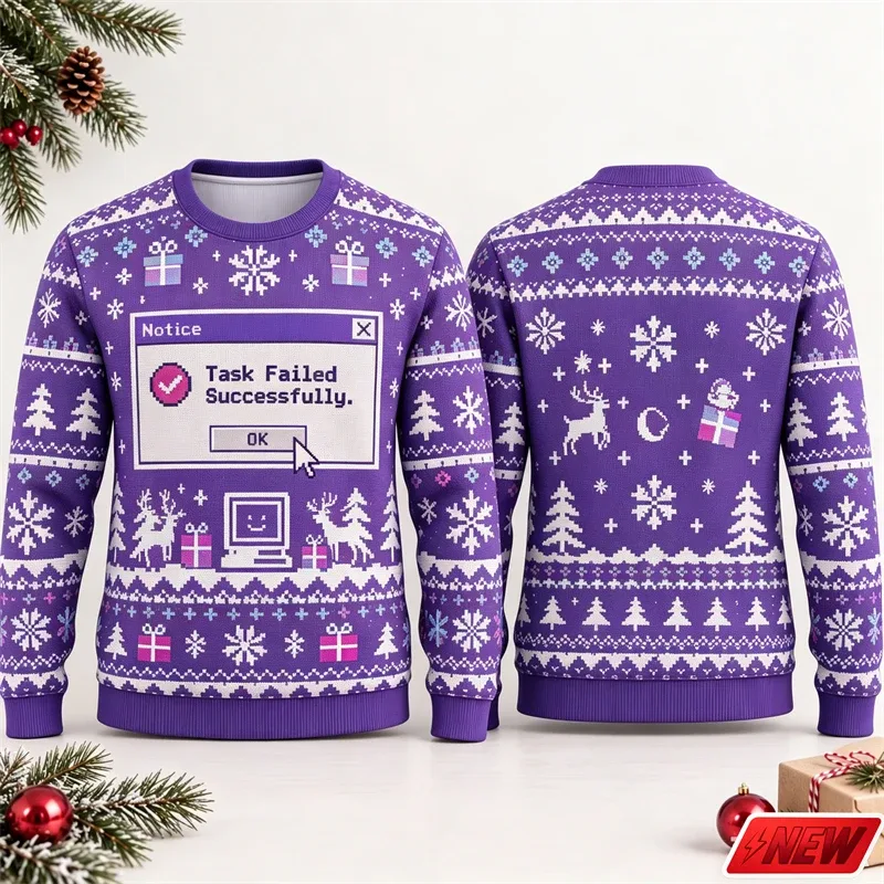 Fashion Ugly Christmas Fake Sweater Men Merry Christmas Sweatshirts 3D Print Funny Computer Message Graphic Sweatshirt Unisex — image 11