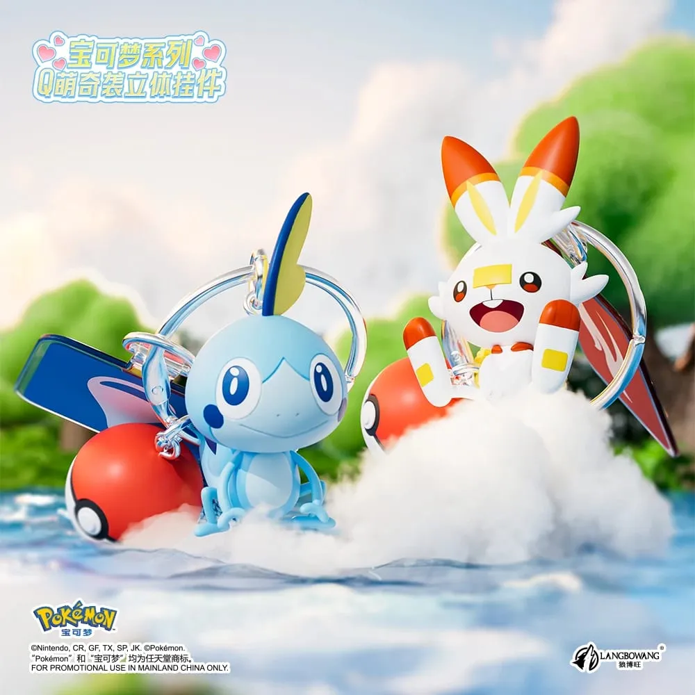 Genuíno pokemon scorbunny chaveiro grookey riolu sobble wobbuffet cubone anime figura de ação brinquedo chaveiro fragrância pingente presente