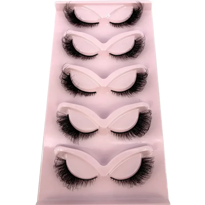 New Cat Eye Lashes 5/7/10 pairs 3D Faux Mink Eyelashes Winged Fluffy Fake Lashes Soft Natural long Full Strip Lash Make — image 14