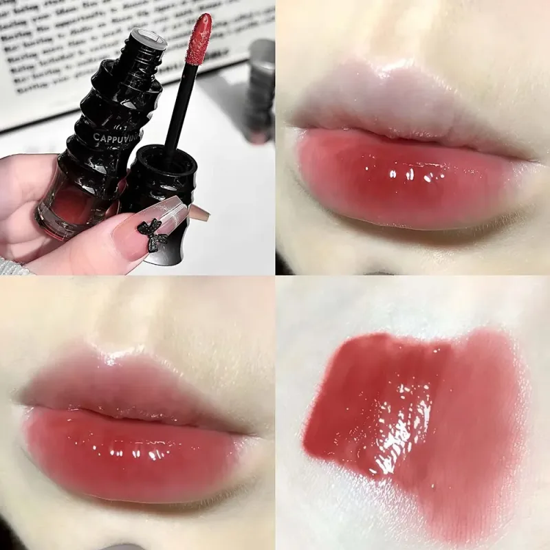 Crystal Punk Red-Brown Glossy Lip Stain Mirror Lip Glaze Sheer Nude Glitter Lip Tint Watery Shine Plumping Makeup Cosmetics — image 9