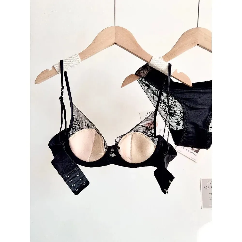 New Women Lace Bra Set Soft Underwire Thin Cup Push‑Up Comfort Intimates Lingerie Kit For Small Bust S-XL Daily Ladies Underwear