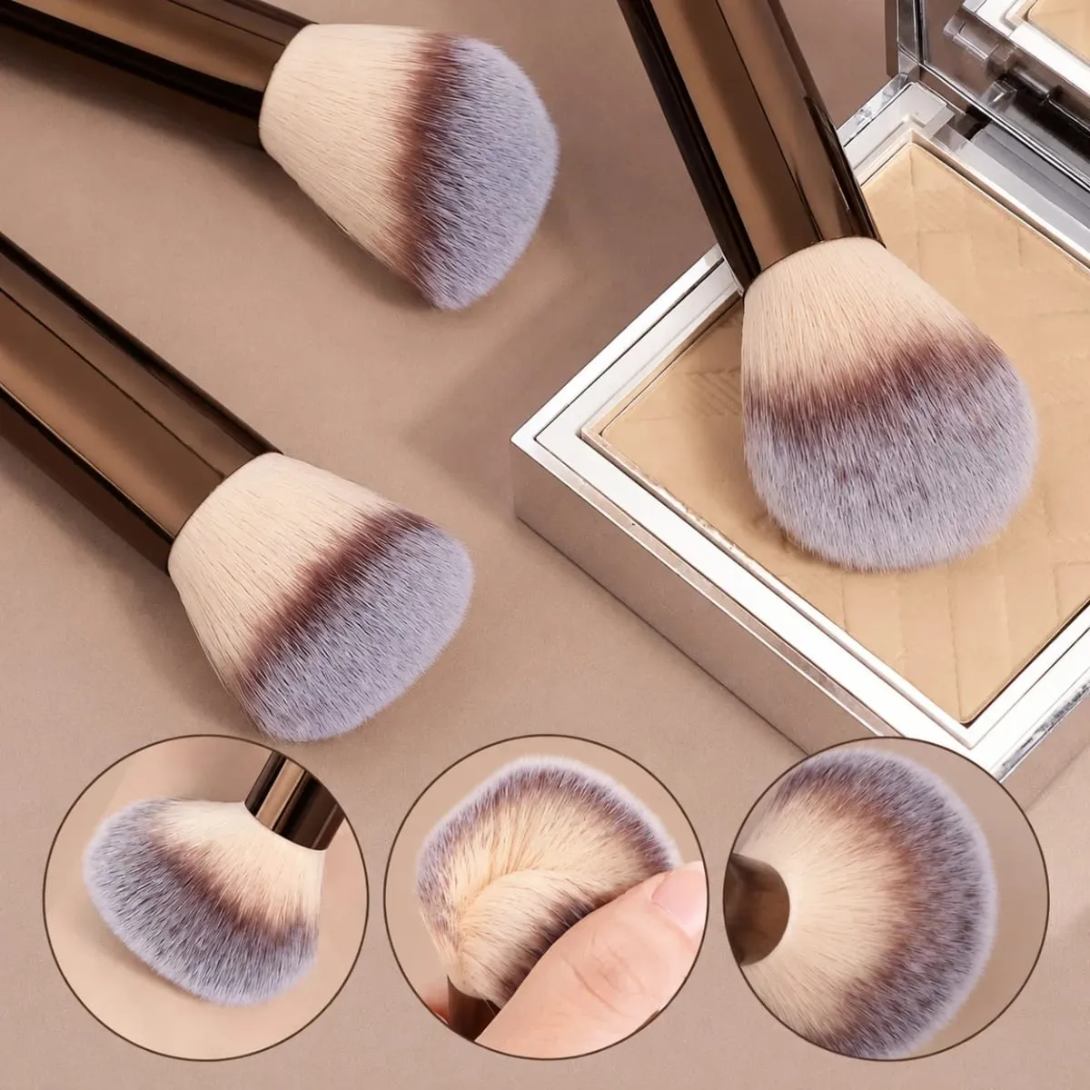 17 Buah Set Kuas Rias dengan Tas & 2 Buah Puff Foundation Powder Blush Eyeshadow Alis Kuas Bibir Hadiah Alat Kecantikan Perjalanan